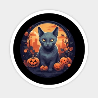 Russian Blue Cat Halloween, Cat Lover Magnet